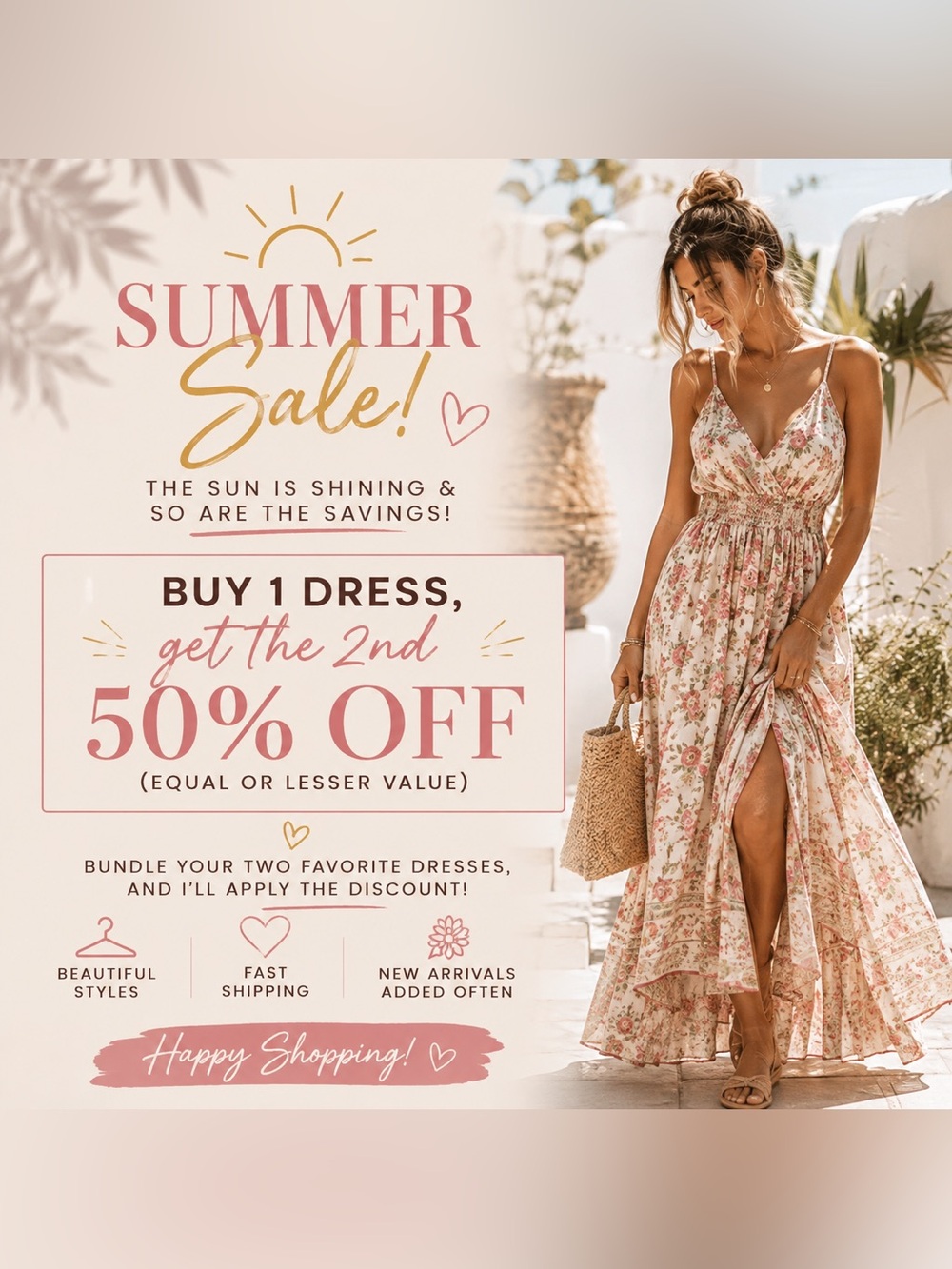 Floral Spaghetti-Strap Maxi Dress in Pink